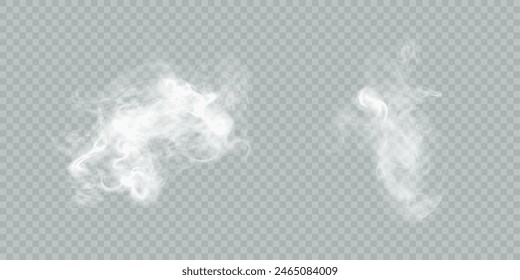 Realistic Cloud, smoke, fog, background png. Vector cloud or smoke on isolated transparent background. 10 EPS