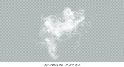 Realistische Wolke, Rauch, Nebel, Hintergrund png. Vektorgrafik Wolke oder Rauch auf isoliertem, durchsichtigem Hintergrund.	