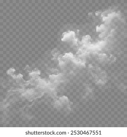 Realistische Wolke, Rauch, Nebel, Hintergrund png. Vektorwolke oder Rauch auf einzeln transparentem Hintergrund. Vektor 10 EPS