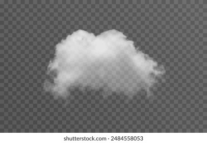 Realistic cloud, smoke or fog on an isolated transparent background. Vector cloud png.