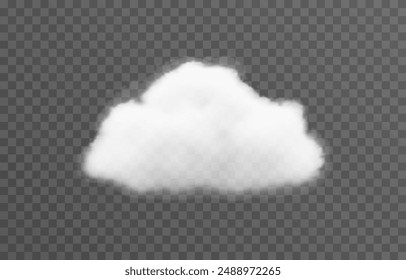 Realistic cloud, smoke or fog on an isolated transparent background. Vector cloud png.