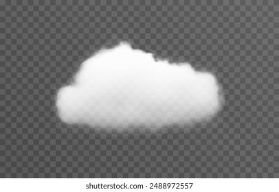 Realistic cloud, smoke or fog on an isolated transparent background. Vector cloud png.