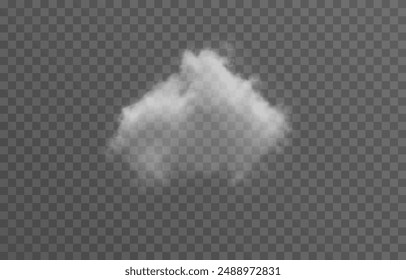 Realistic cloud, smoke or fog on an isolated transparent background. Vector cloud png.