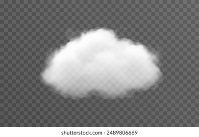 Realistic cloud, smoke or fog on an isolated transparent background. Vector cloud png.