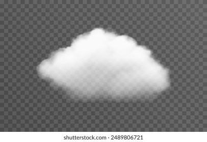 Realistic cloud, smoke or fog on an isolated transparent background. Vector cloud png.