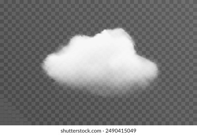 Realistic cloud, smoke or fog on an isolated transparent background. Vector cloud png.