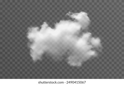 Realistic cloud, smoke or fog on an isolated transparent background. Vector cloud png.