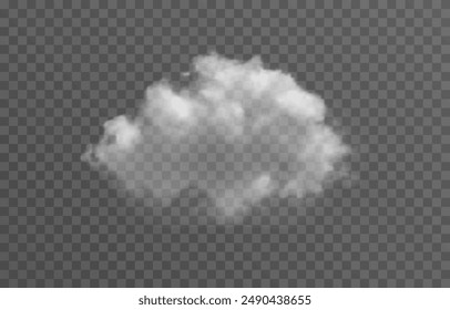 Realistic cloud, smoke or fog on an isolated transparent background. Vector cloud png.