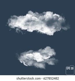 Realistic clouds against the background of the night sky. Vector illustration