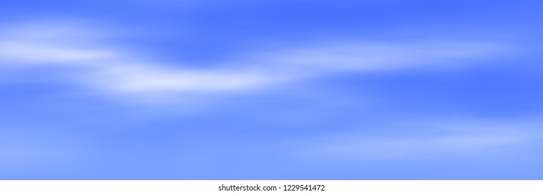 Realistic clouds in the blue sky, panoramic image, vector background, EPS10
