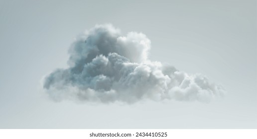 Nubes Realistas, Fondo Claro. Escena al aire libre del cielo de la naturaleza. Nubes Blancas Esponjosas Aisladas. Diseño de Paisaje Nuboso. Ilustración vectorial