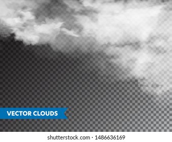 Realistic Clouds. Isolated Cloud on Transparent Background. Sky Panorama. Vector Design Element.
