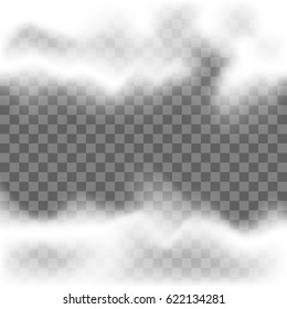Realistic clouds, isolated on transparent background. Vector illustration