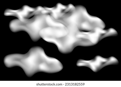 Realistic clouds on black transparent background. Clouds in nature. Clouds for photo. Vector illustration. 