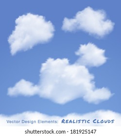 Realistic Clouds on blue sky. Vector illustration 