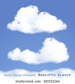 Realistic Clouds on blue sky. Vector illustration 