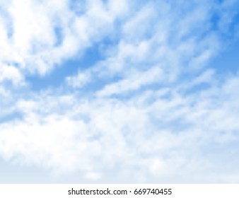 Realistic clouds on blue sky. Vector illustration