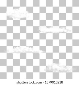 Realistic clouds on transparent background. Separable from the background. Set clouds of 4 components.
