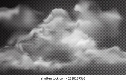 Realistic clouds set isolated on a transparent background.Vector illustration 