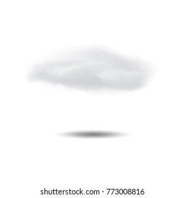 Realistic clouds with a shadow. Vector elements isolated on white background