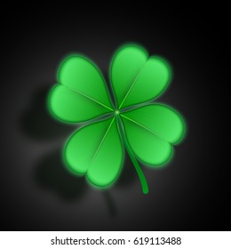 Realistic clover, glowing with shadow. Vector illustration.