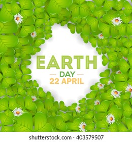 Realistic Clovers Frame, Earth Day Design