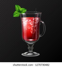 Realistic cocktail bloody mary glass vector illustration on transparent background