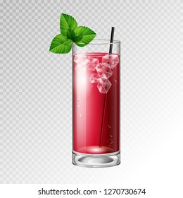 Realistic cocktail bloody mary glass vector illustration on transparent background