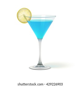 Realistic Cocktail Glass With Lemon, Vector EPS10 Illustration