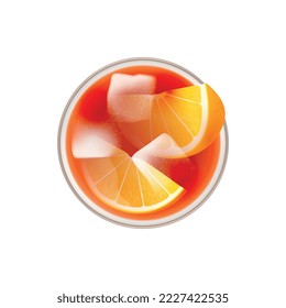 Realistic cocktail top view composition isolated image of sipper cocktail topping from above vector illustration