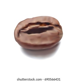 Realistic Coffee bean , digital vector icon.