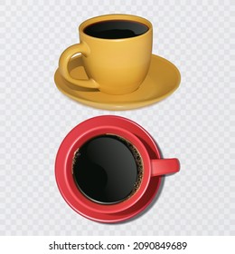 Realistic coffee cup isolated on transparent background, Vector format