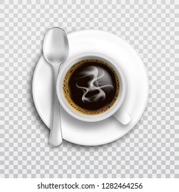 Realistic coffee cup on transparent background in vector format