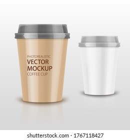 Realistic coffee cup set mockup