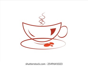 Realistic Coffee Cup Vector Illustration, Stylized Coffee Mug Vector Graphic with Steam, Vector Illustration of a Coffee Cup with Saucer, Stylized Coffee Mug Vector Graphic with Steam.