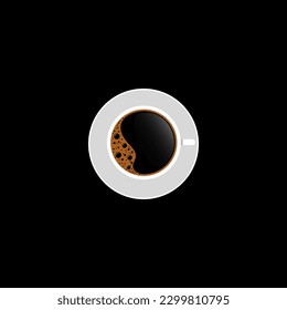 Realistic coffee cups. Black coffee, top view. Easy to edit realistic vector 
