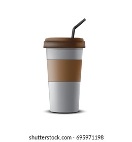 Realistic coffee cups and suction cups isolated on white background. vector illustration.