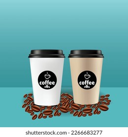 Cubos de café realistas con diseño vectorial 