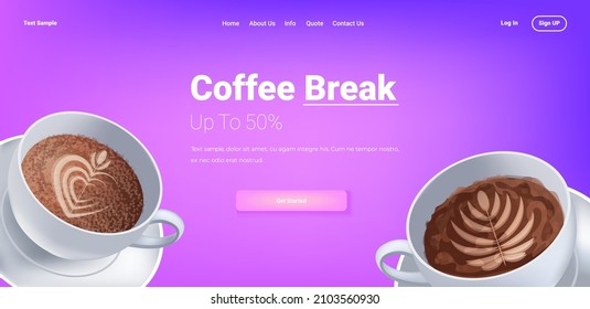 realistic coffee with different signs hot americano drink good morning art concept