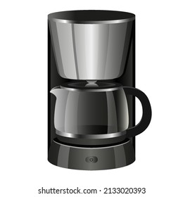 Realistic coffee maker, Drip Coffee Maker, Mini Coffee Machine, isolated on white background .Kitchen appliances vector icon. Flat design