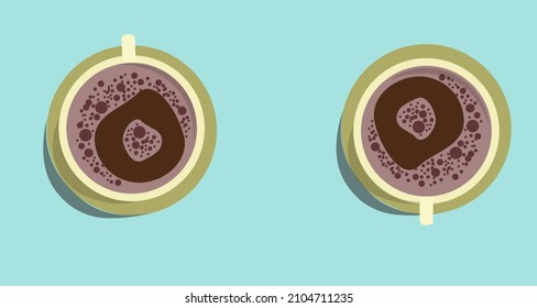 realistic coffee mug illustration vector black coffee on ceramic cup on the isolated wood background For simulating cappuccino, americano, espresso, mocha latte, cocoa, top view
