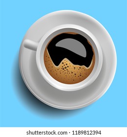Realistic coffee mug on top