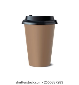 Realistic Coffee Paper Cup Mockup on White Background. Vector