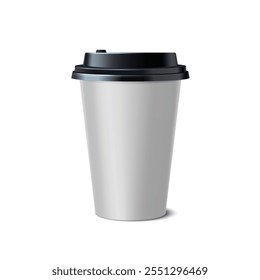 Realistic Coffee Paper Cup Mockup on White Background. Vector