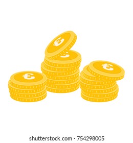 Realistic Coin Vector Icon Design Template. Gold Coin Stack vector Illustration.