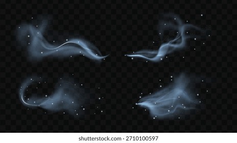 Textura realista de brisa fría de invierno con remolinos blancos brillantes, destellos luminosos y partículas de nieve. Efecto Blizzard de Festiva.