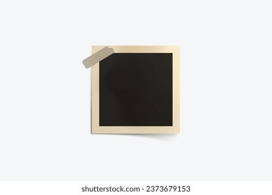 Realistic collage of vintage photos frame border attached to album page with sticky tape editable background vector image