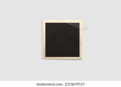 Realistic collage of vintage photos frame border attached to album page with sticky tape editable background vector image