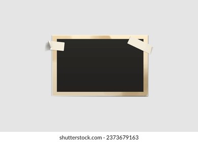 Realistic collage of vintage photos frame border attached to album page with sticky tape editable background vector image