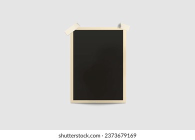 Realistic collage of vintage photos frame border attached to album page with sticky tape editable background vector image
